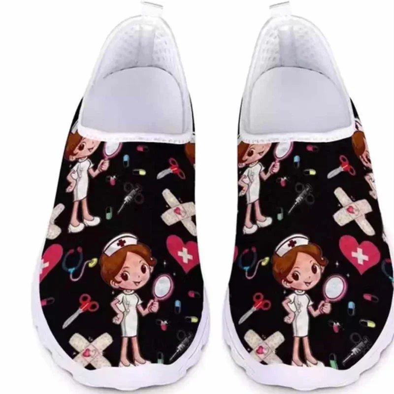 Ladies Loafers Cartoon Nurse Doctor Print Women Sneakers Slip on Light Mesh Casual Shoes Summer Breathable Flats Zapatos women shoes casual shoes women sneakers women flats