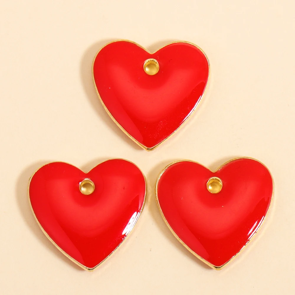 10 Stück rote herzförmige Charms Valentinstag Schmuck Zubehör für DIY handgemachte hübsche Anhänger Ohrringe Halskette Ornament – Detail 4