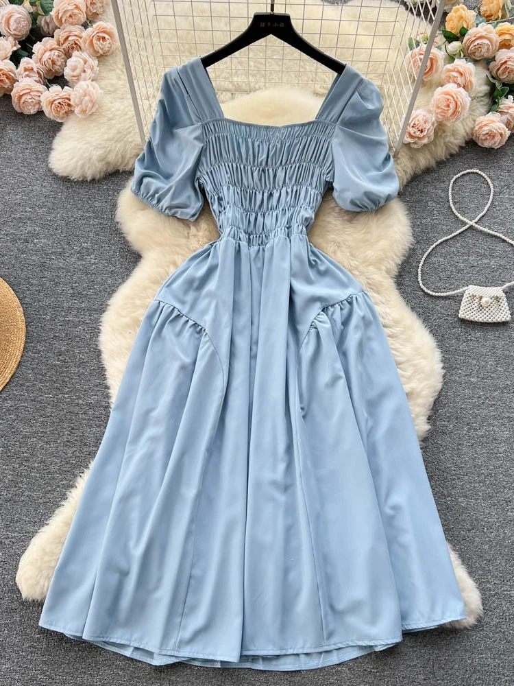 puff sleeve pleated jacket dress – shéller / シェリエ