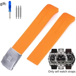 Premium Rubber Watch Strap - 20mm 21mm, Superior Quality Watch Band - 21mm (Orange - silver)