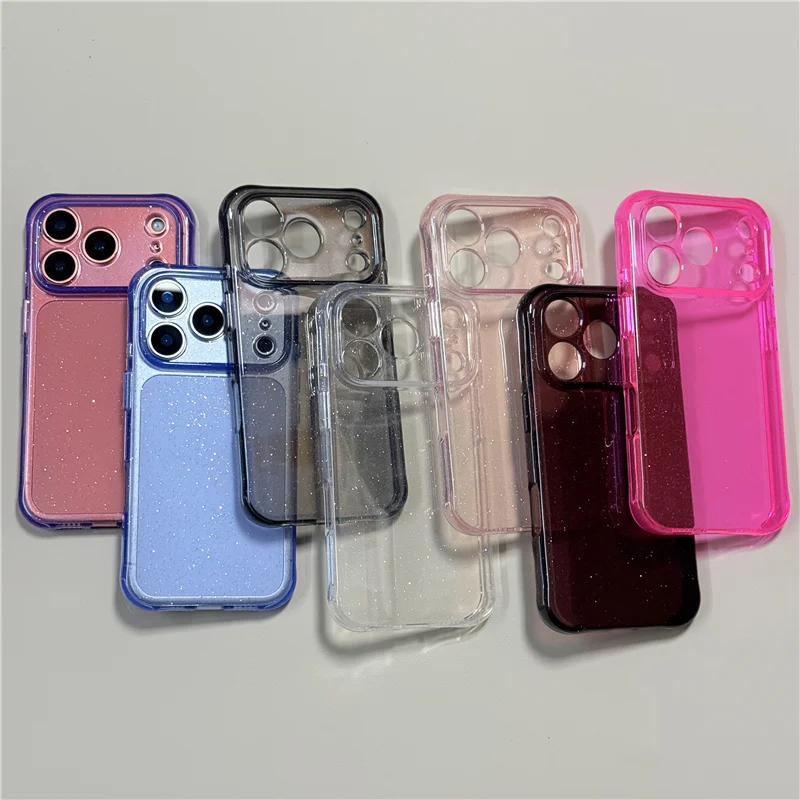 Glitter Clear Shockproof Case with Transparent Lens Protection and Airbag Technology