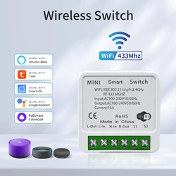 Smart WiFi Lighting Switch with RF Wireless Control & Voice Activation - Tuya Smart Life App Compatible (WiFi Receiver)