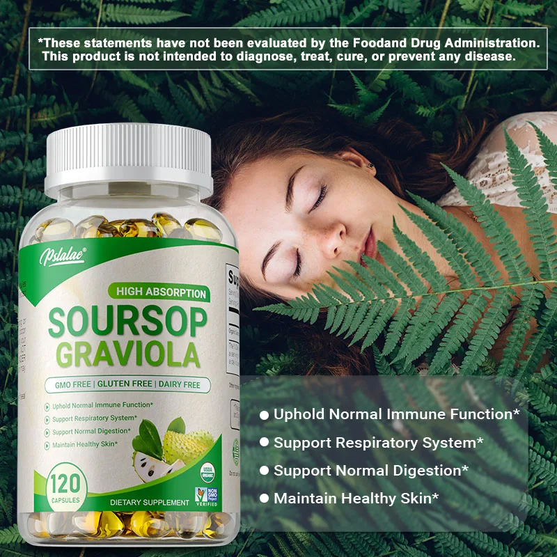 Soursop Graviola Capsules Antioxidant Promotes Digestion Cell Health Boosts Immunity Improves Mood