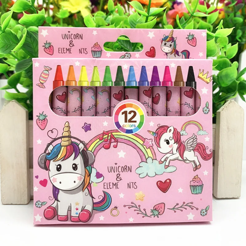 Unicorn Crayon Set 12 Color Boxed Drawing Painting Multicolor Crayons Pen Art School Supplies Hand-patinted Child Graffiti Tools colored crayons children painting supplies
