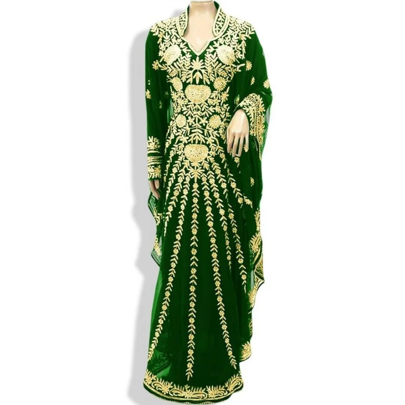 

New Moroccan Dubai Kaftans Farasha Abaya Dress Very Fancy Long Gown
