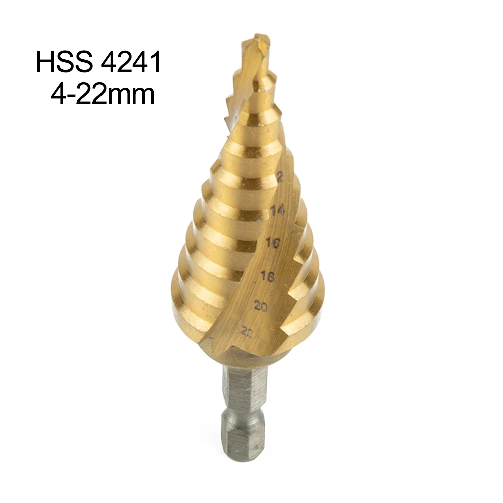 4-22mm HSS Spiral Fluted Step Cone Drill Bit Titanium Carbide Mini Hole Cutter Accessories Titanium Step Cone Drill Bit Power