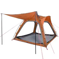 4-Person Waterproof Camping Tent - Quick Release Grey & Orange Design 5
