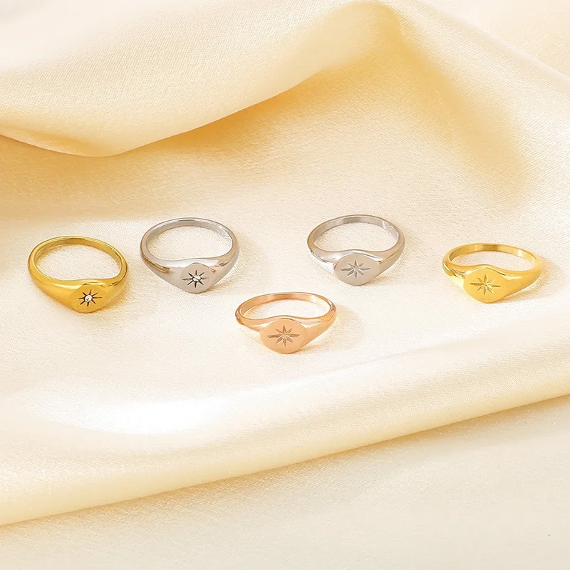 New Trendy Stainless Steel Star Shaped Ring for Women Wholesale 3