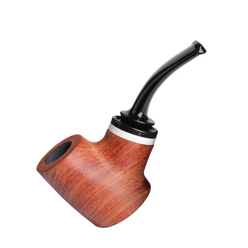 Bent Rosewood Tobacco Pipe 9mm Filters Decorative Ring Smoking Tools Gift