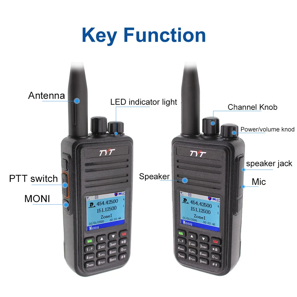 TYT MD-UV380 Dual Band 136-174Mhz & 400-480MHz Walkie Talkie DMR Digital Two Way Radio MD-380 Dual Time Slot Transceiver + USB 2