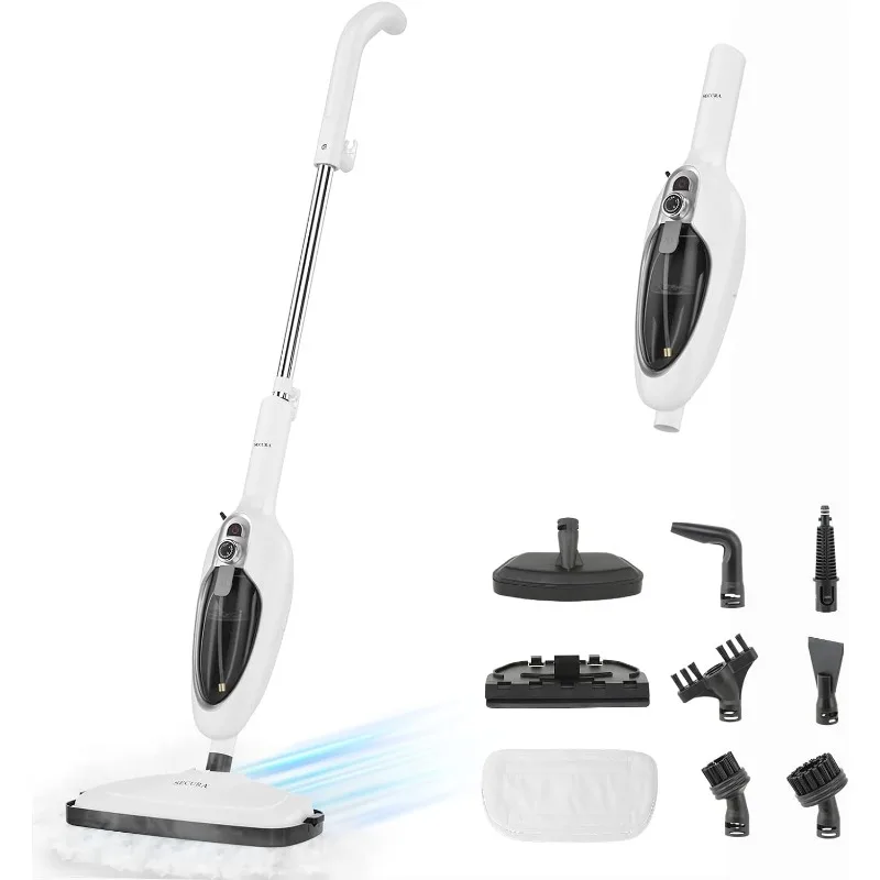

Secura Steam Mop 10-in-1 Convenient Detachable Steam Cleaner, White Multifunctional Cleaning Machine Floor Steamer