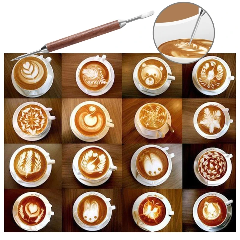 Double Head Coffee Needle Cappuccinos Lattes Arts Pen DIY Coffee Baristas Tool Mixing Spoon DIY Kitchen Coffee Tool