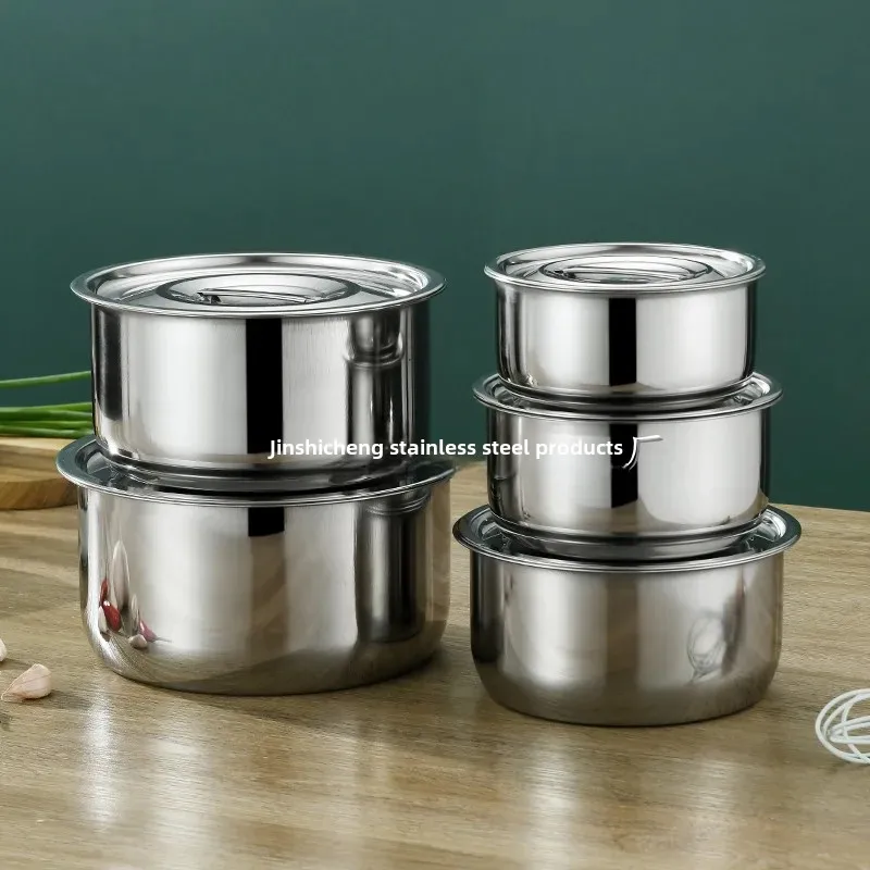 Stainless Steel Kitchen Utensils Set With Lid Seasoning Pot Salad Bowl Steamer Pot Southeast Asian Three-Piece Set Five-Piece Se
