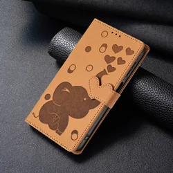Whimsical Elephant Leather Wallet Phone Case with Card Slots - iPhone 14 (Yellow)