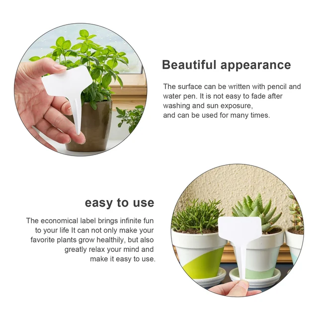 100Db Fehér Növények Címkék Jelzés Jelző Tollkert Bonsai Cserepes Virágok Vetőmag Óvodai Tányér Tányéra Címké - Image 3
