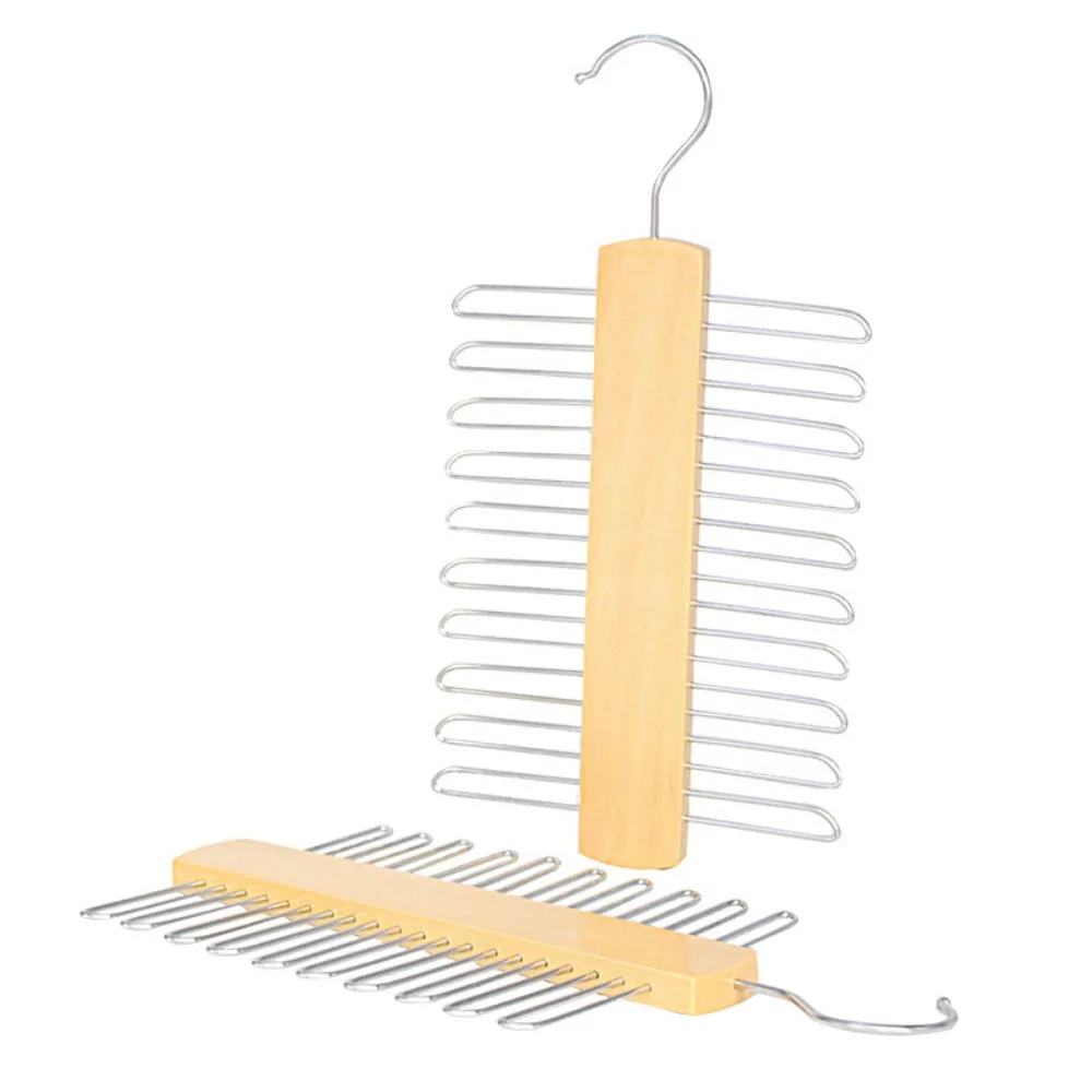 Ties Hanger Holder Rack Silk Scarf Belt Organizer Cabinet Wooden Storage Hanging Rack For Wardrobe Closet 20 Bar