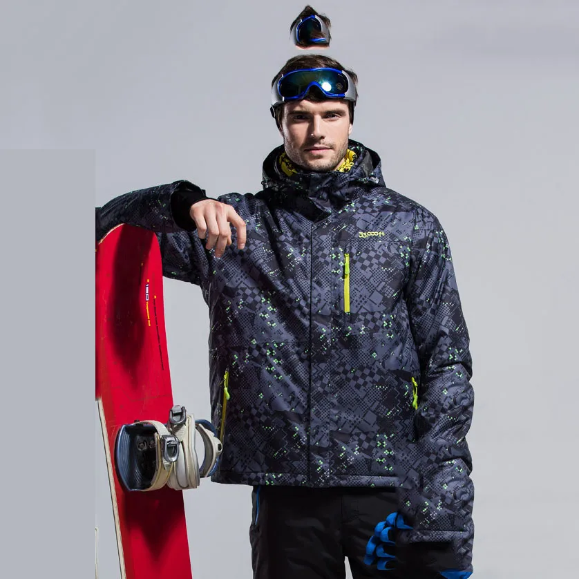 Men's Ski Hoodie Jackets Winter Outdoor Windproof Waterproof Warm Skiing Snowboarding Jackets Male Breathable Ski
