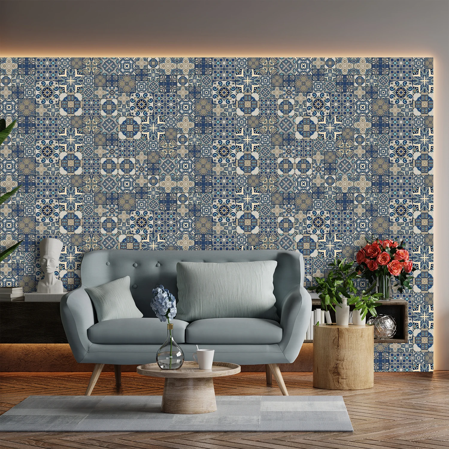 

Meiji DIY Three in One Creative Fresh Home Decoration Wallpaper Bathroom Waterproof Moisture-Proof Thickened Crystal Film Wall S