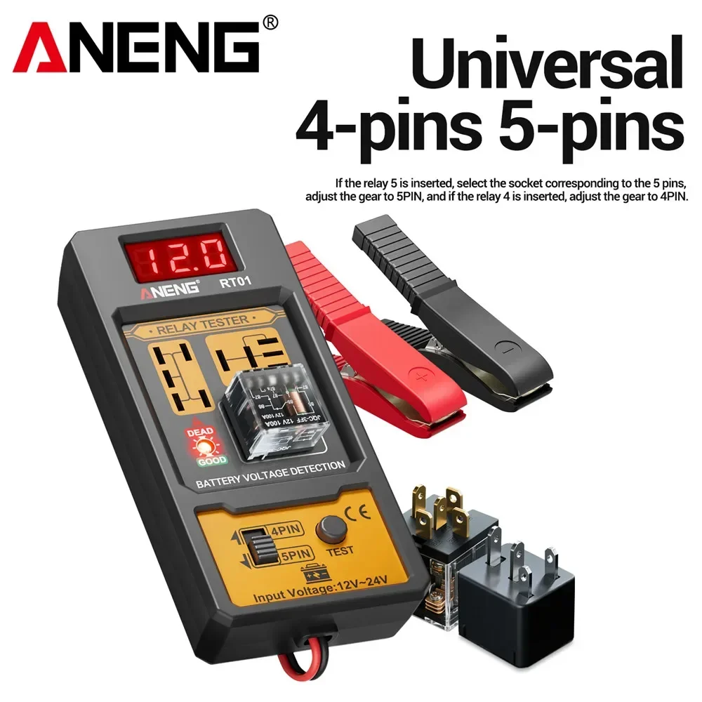자동차 전기 기술자 키트 브레이크 유체 테스터 자동차 릴레이 전압 테스터 12V/24V 릴레이 감지기 4/5 핀 브레이크 오일 분석기 테스트 도구