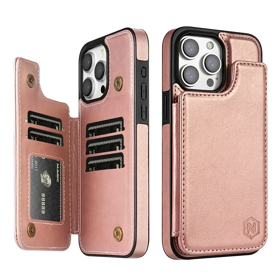 Wallet RFID Layer Schutz Leder Case iPhone16 Pro Max 15 Plus 14 13 12 11 8 7 - Bild 15 von 18