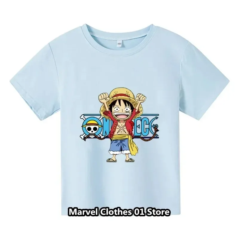 New One Pieces Tshirt Kids Fans Gift Clothing Girls Tshirt Baby Boys Luffy T-shirt Summer Short Sleeve Cotton Casual Anime Top 3