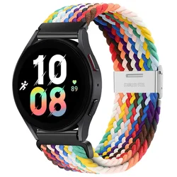 Versatile Nylon Strap with Magnetic Buckle and Metal Adjustment for 20mm (Rainbow)