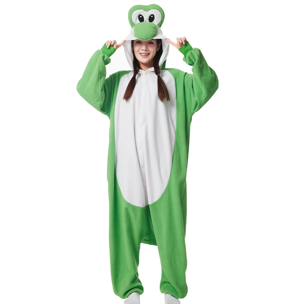 Favofans Adult Halloween Onesie Cartoon Yaoxi Green Red Pajamas For Women Animal Kigurumi Pyjamas Homewear Cosplay Party Costume