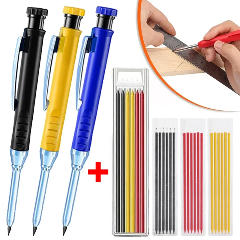 Multifunction Solid Carpenter Pencil Refill Leads Deep Hole Mechanical Pens Carpentry Construction Markers for Woodworking