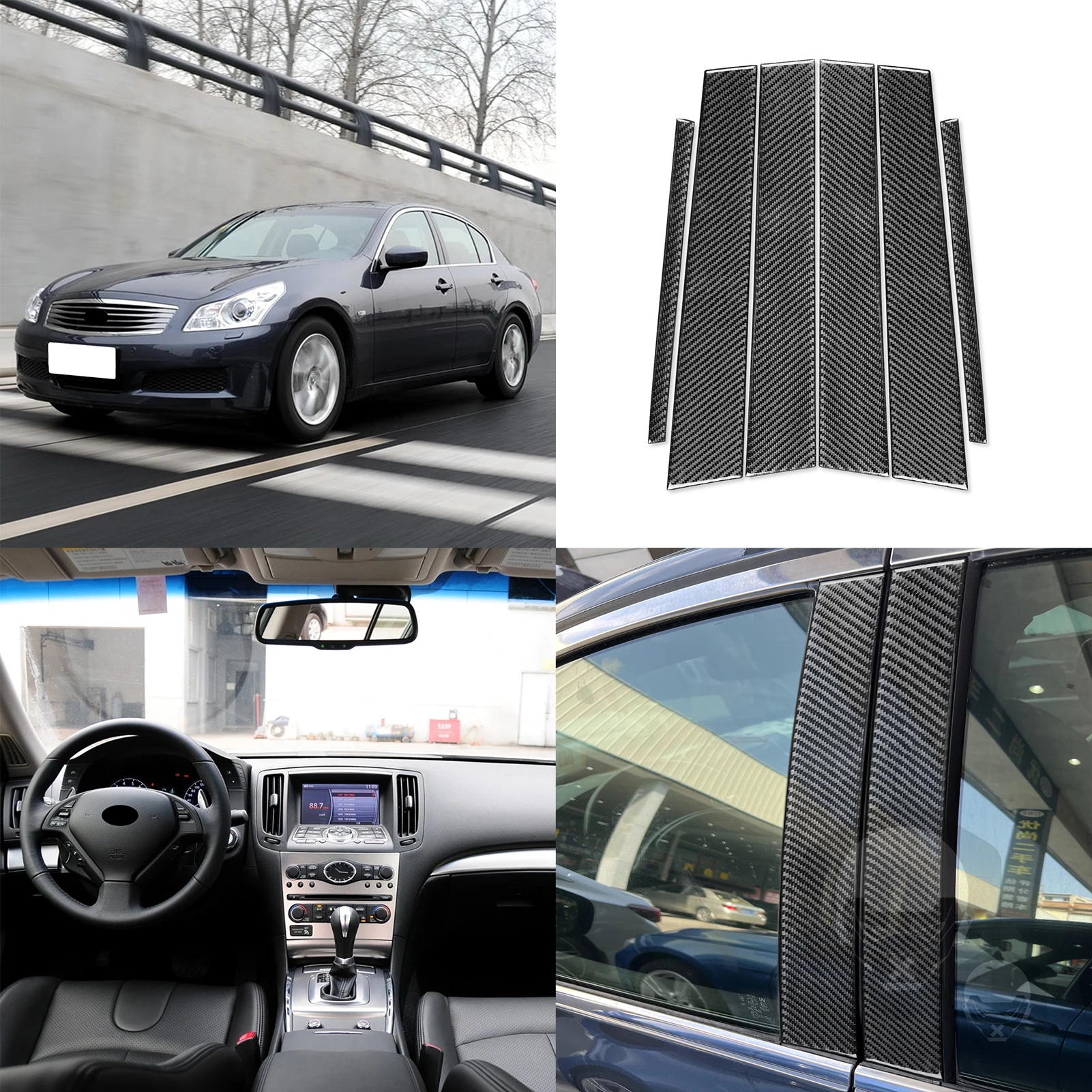 

for Infiniti G37 2007-2013 B Pillar Decoration Cover Trim Sticker Decal Car Exterior Accessories