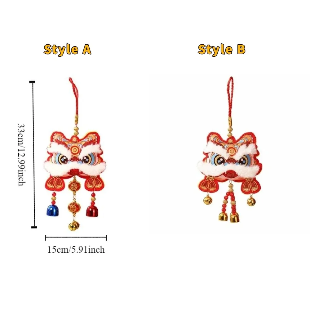 Traditional Chinese New Year Decoration Waking Lion with Bells Lunar New Year Ornament Cartoon Blessed Bag Pendant Office Wall