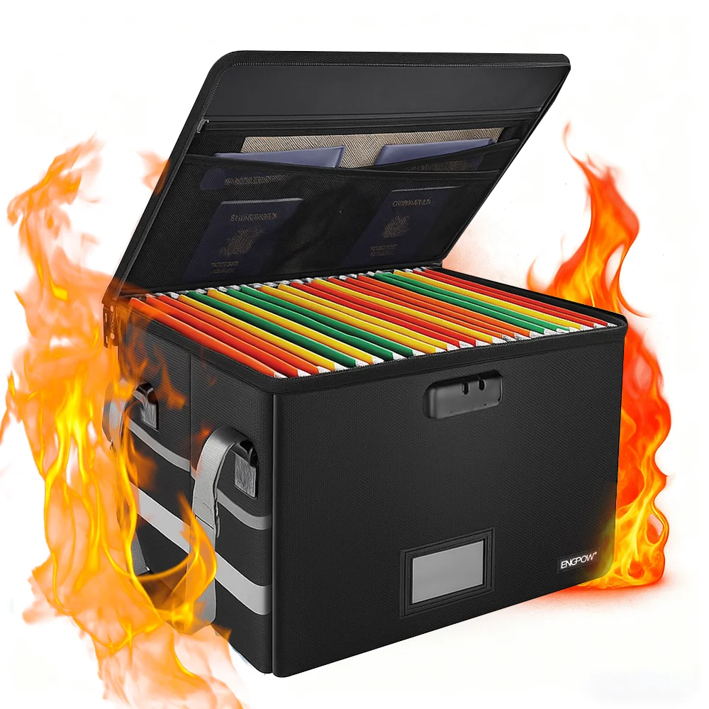 תיבת אחסון אש-עמידה, תיק קשה נעים למחשבים ניידים, כונני קשיח ניידים, דרכונים, מסמכים עסקיים, טפסים, רשומות ועוד