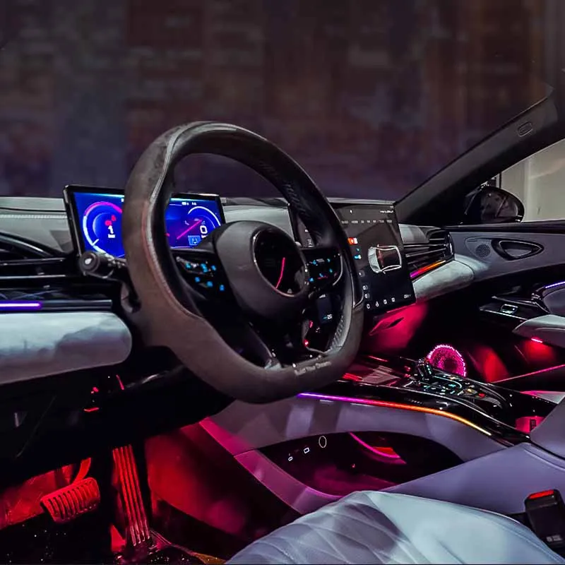 BYD 도장 EV 2022-2023 풀 컬러 스트리머 자동차 주변 조명, RGB 64 색 범용 LED 인테리어 히든 스트립 램프