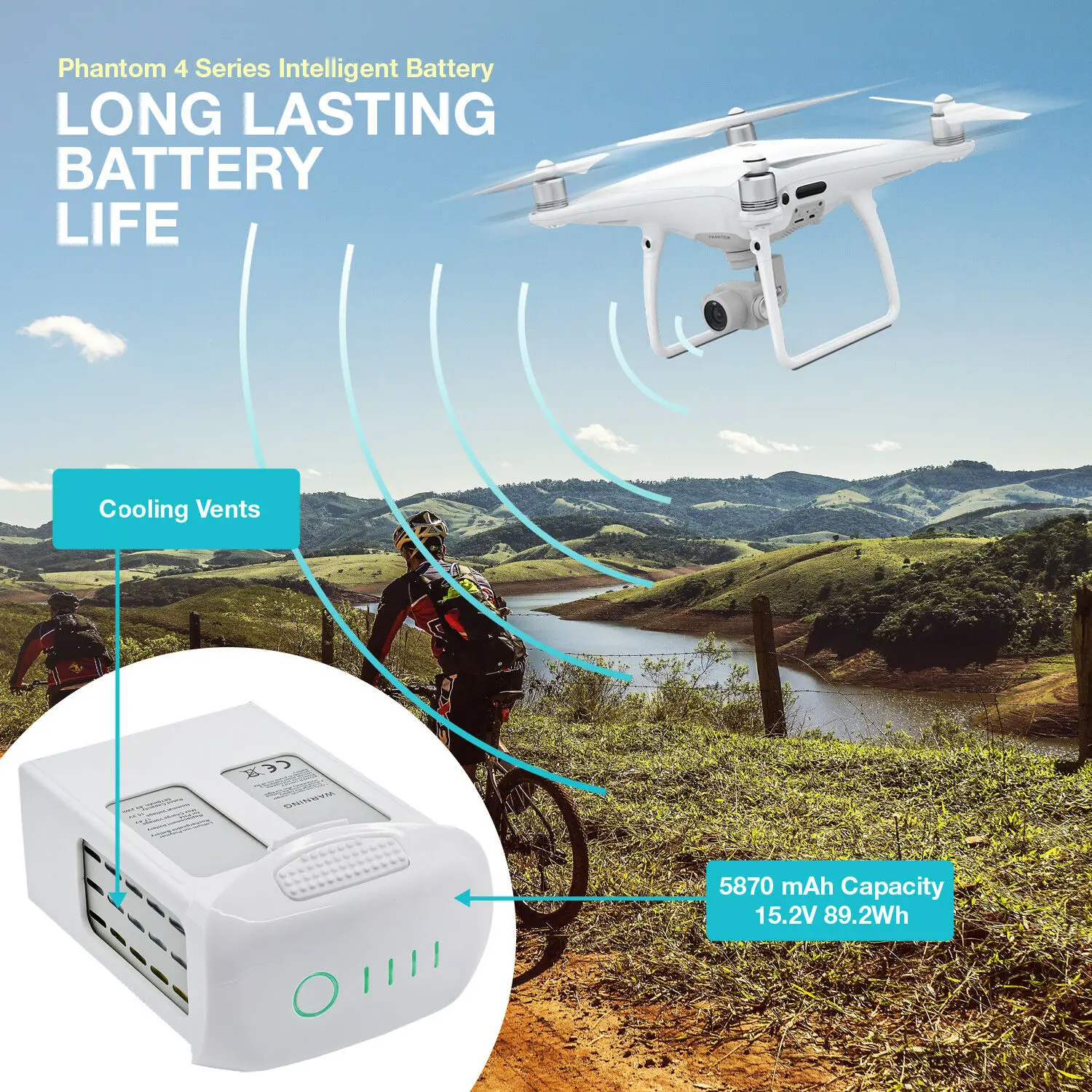 Batteria Di Qualità 15.2V 5870Mah Lipo Sostituzione Batteria Di Volo Intelligente Per Dji Phantom 4, Phantom 4 Pro, Phantom 4 Pro Plus