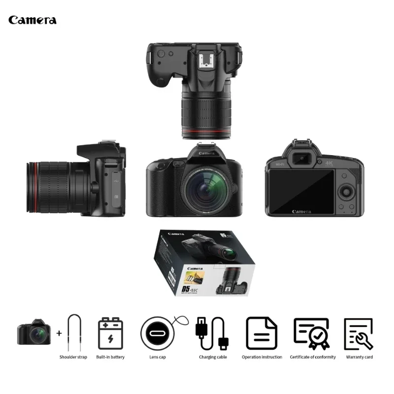 D5 Digital Camera 4K DSLR Camera with 16X Dual Camera Night Vision