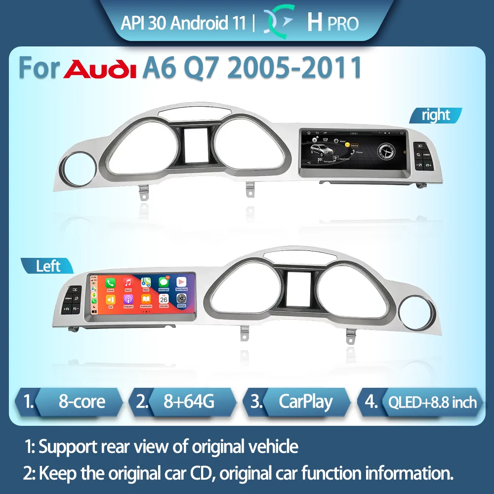 

Для Audi A6 2005-2011 умный мультимедийный видеоплеер A6 радио GPS навигация CarPlay Android 11 Поддержка оригинальной системы/CD/MMI