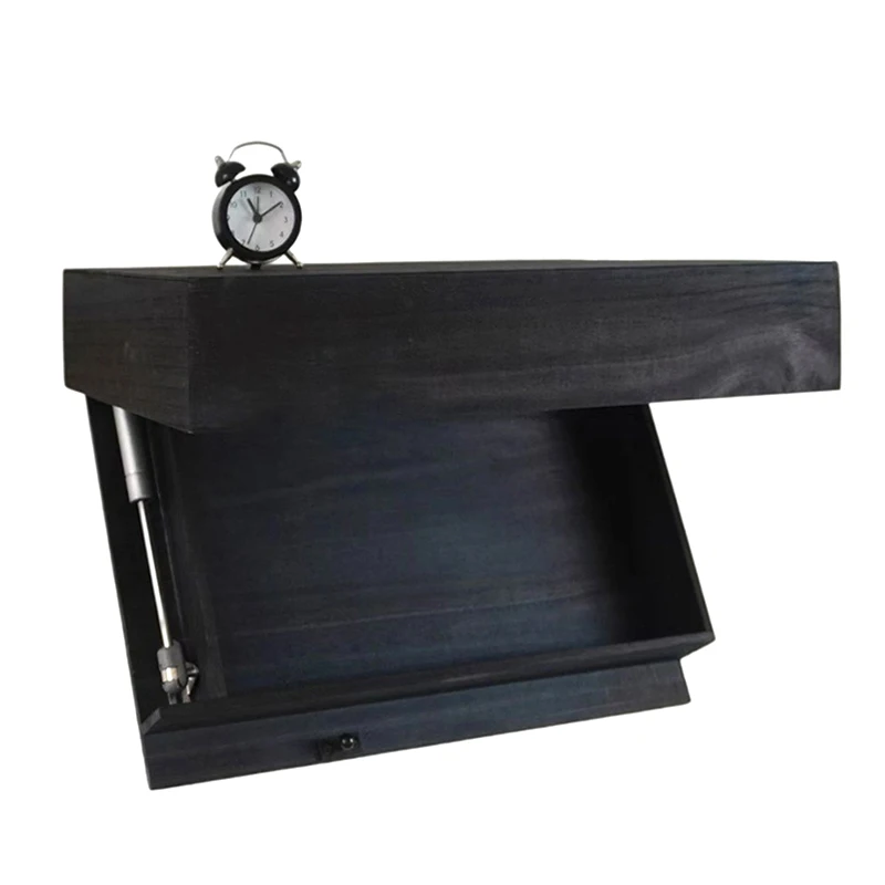 Étagère Murale Secrète Magicflap – Compartiment Caché – 40 X 24 X 7,2 Cm – Bois – Noir – Rangement Discret Pour Objets De Valeur