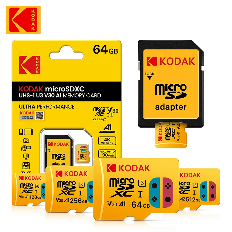 

KODAK Micro SD Card 128GB 256GB Flash Memory Cards microsd U3 A2 TF Card 4K Class 10 UHS-I for Camera Smartphone Game