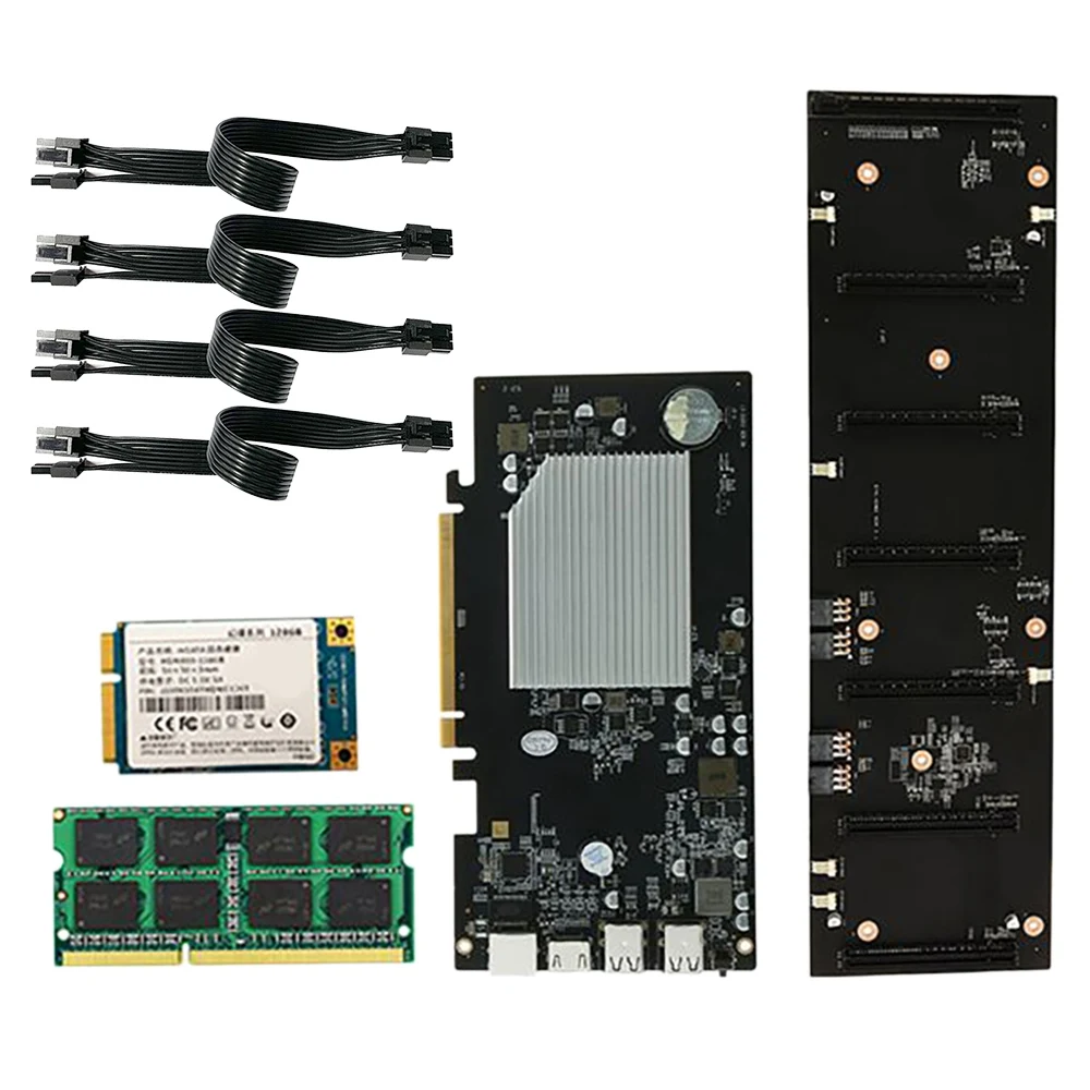 Семейная материнская плата для майнинга BTC с 128G SSD + 8G DDR3 RAM 4x6 контактов до 8 шнур