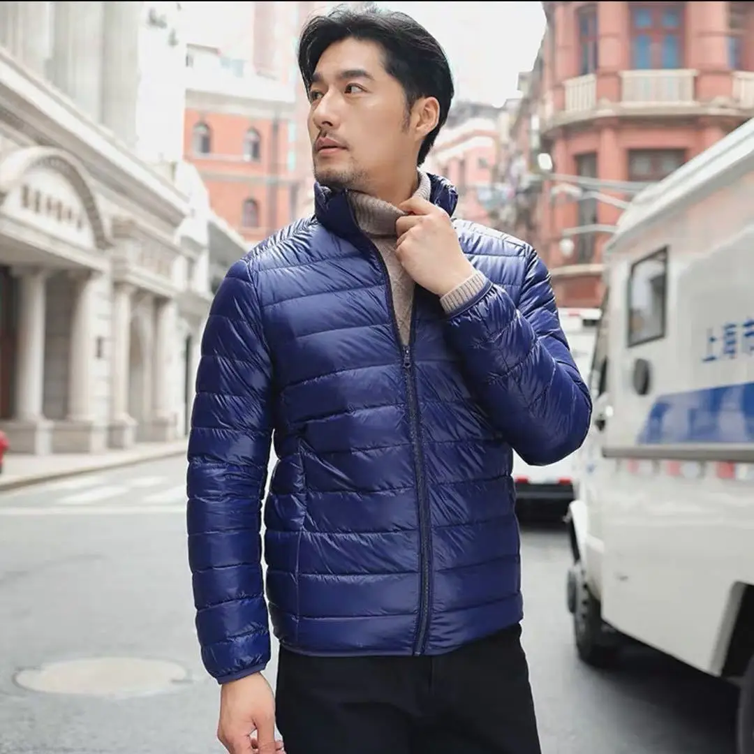 Men's Winter Slim Down Jacket Fashionable Warm Foldable Waterproof Windproof Breathable Outerwear Plus Size Men Hoodie Jacket down jacket,mens jacket