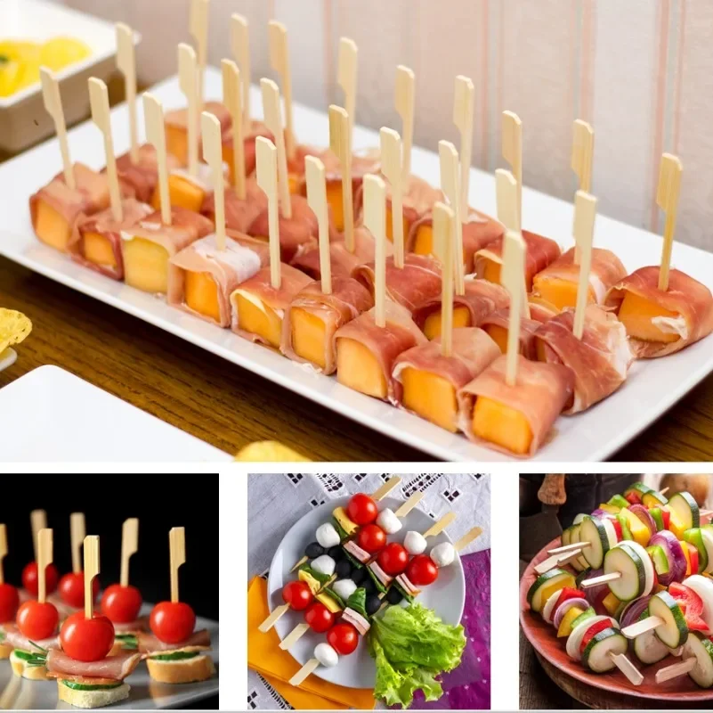 4.7in BBQ Party Bamboo Skewers Wooden Barbecue Skewers for Appetizers Natural Wood Sandwich Fruit Charcuterie Boards Accessories bamboo skewer