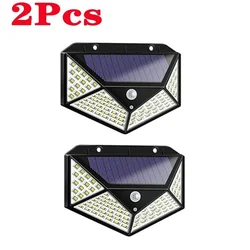 LED Solar - Powered Motion Sensor Outdoor Wall Lights - Garden Security Lighting (1/2/4 Pack) (2Pcs - 100LED)