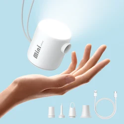 Compact Electric Air Pump for Inflatables and Camping Gear, with Inflate and Deflate Functions (White)