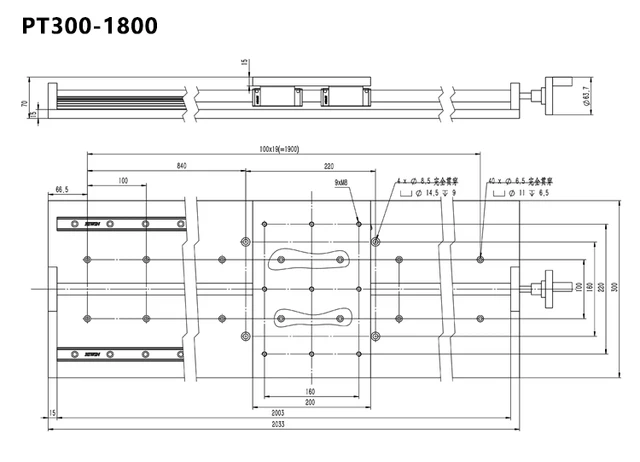 Manual Translation Stage Large Table Bearing 100kg Displacement.