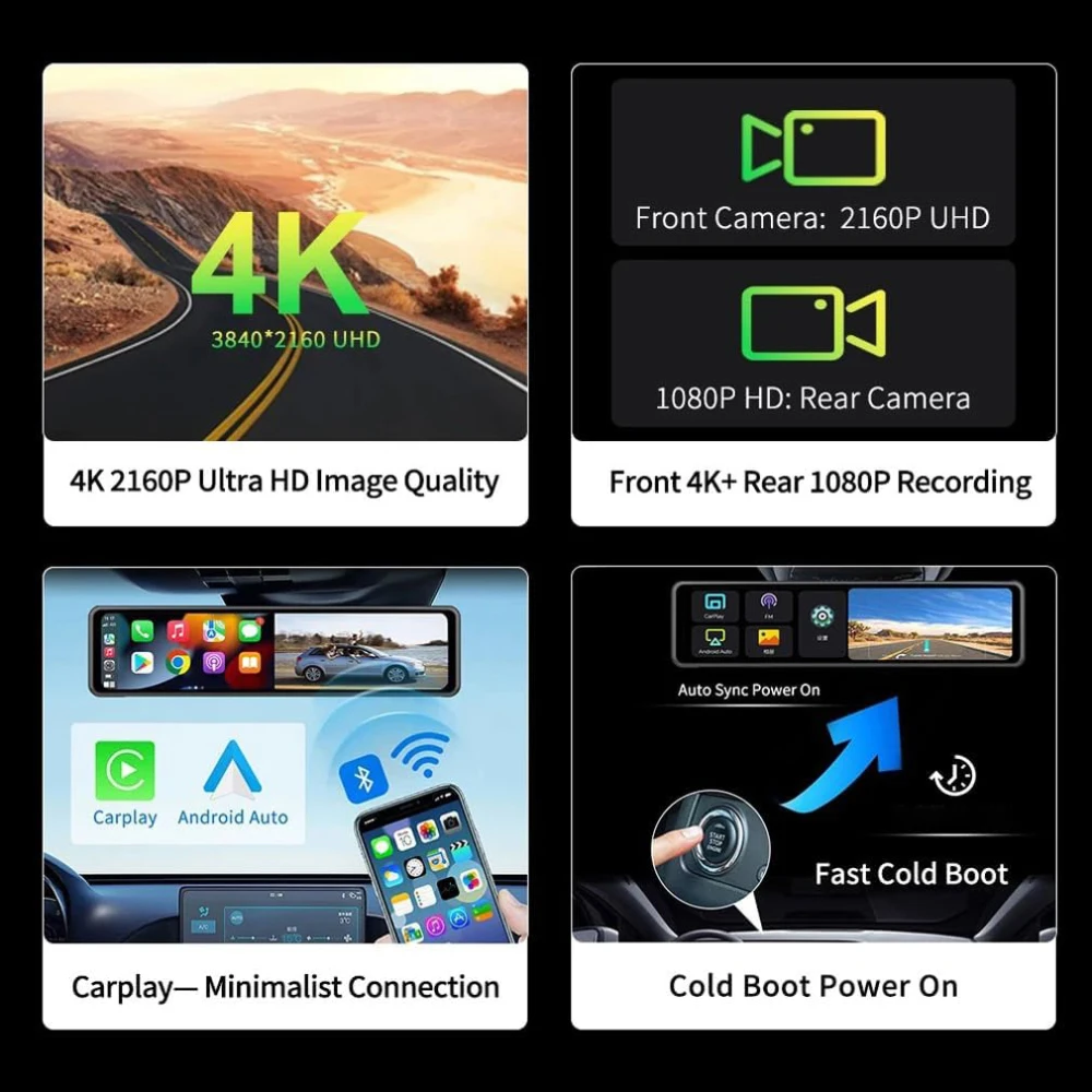    ̺  Ʈ ̷ ķ ī޶, ڵ DVR ī÷, ȵ̵, 5G , GPS, BT, FM, 4K, 11.26 ġ