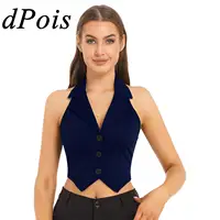 Women's Vests Halter Neck Office Ladies Crop Tops V-Neck Formal Elegant OL Waistcoat Suits Vest Business Work Wear Mujer 1