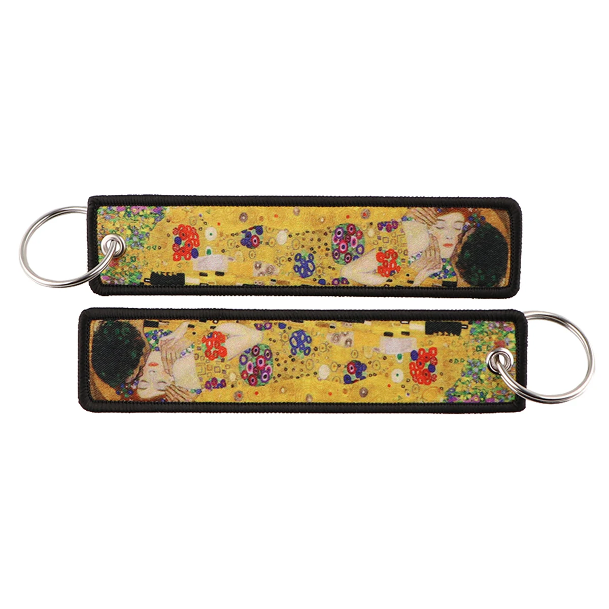 

QE249 Oil Painting Key Tag Embroidery Key Chain For Motorcycles Cars Backpack Chaveiro Key Fobs Fashion Key Ring Gifts