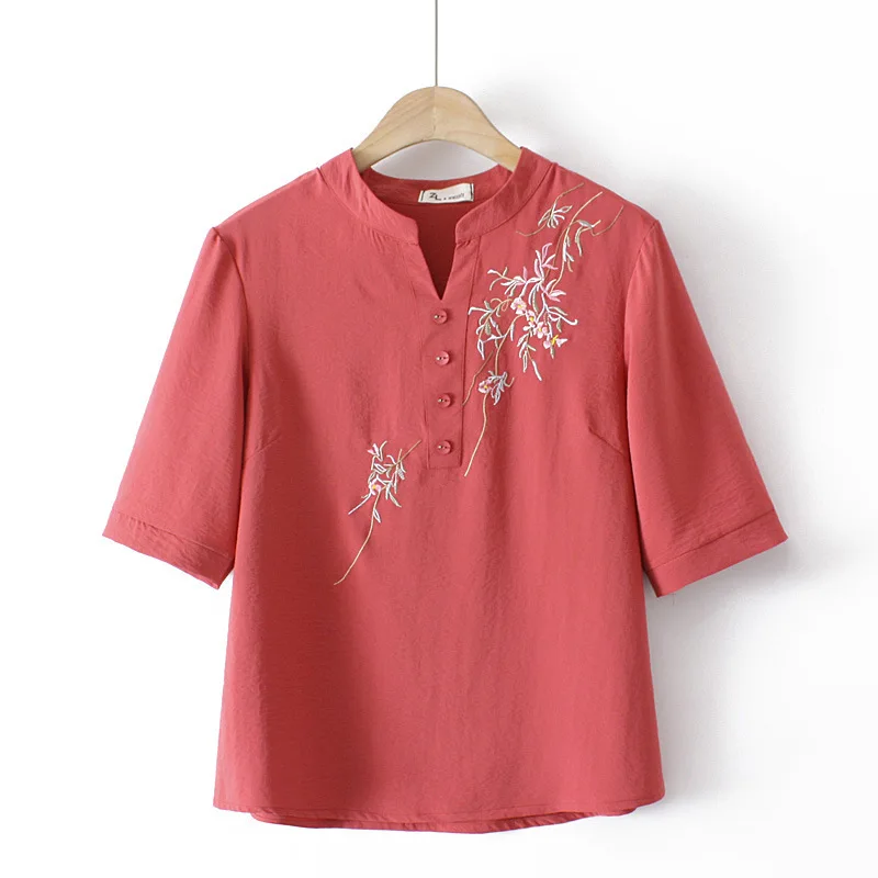 

2022 Summer New Fashion Kids Clothing Slimming Loose Stand-up Collar Embroidered Comfortable Shirt Boutique Clothing