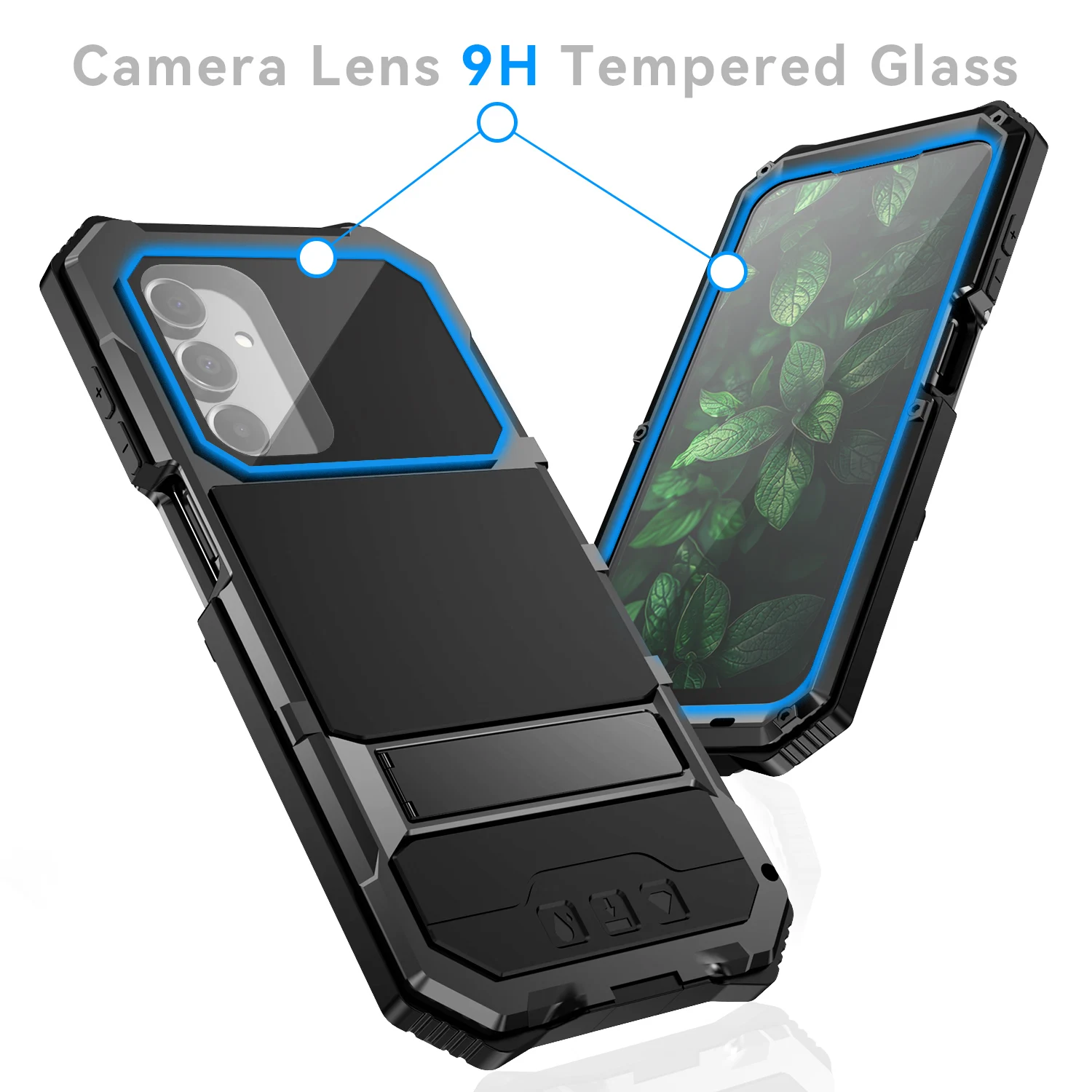 Heavy Duty Metal Armor Shockproof Phone Case with Built-in Screen Protection