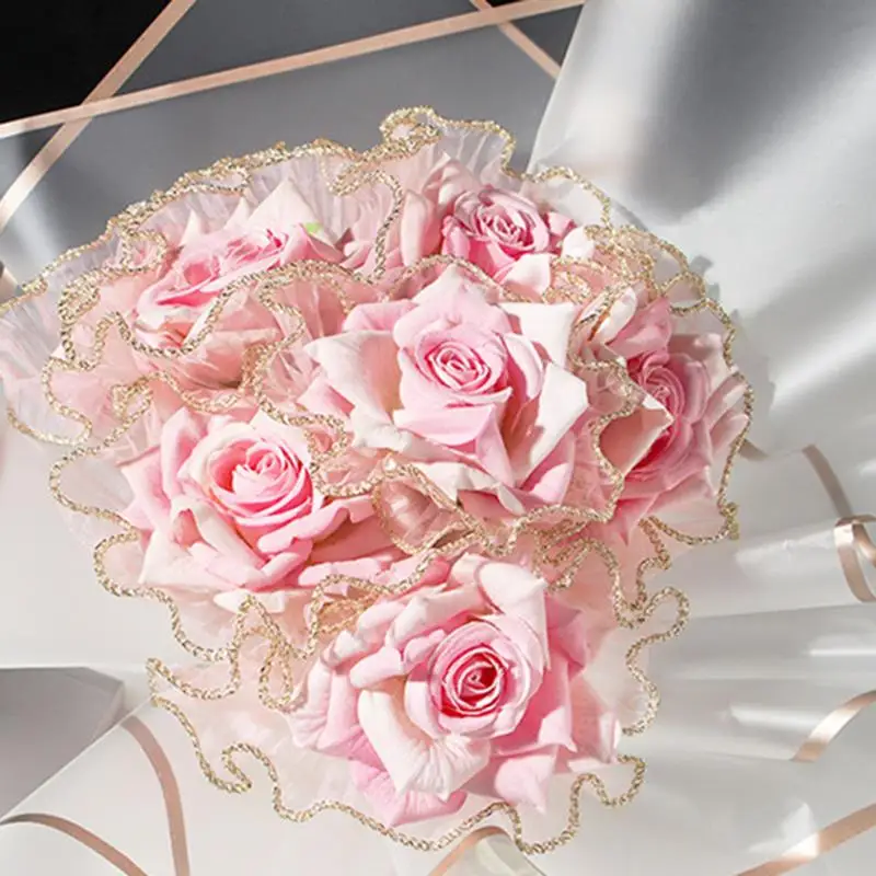 3.8Mx28CM Pearl Pleated Wavy Mesh Wrapping Paper DIY Bouquet Floral Hemming Yarn Wedding Birthday Party Supplies Home Decoration wrapping paper