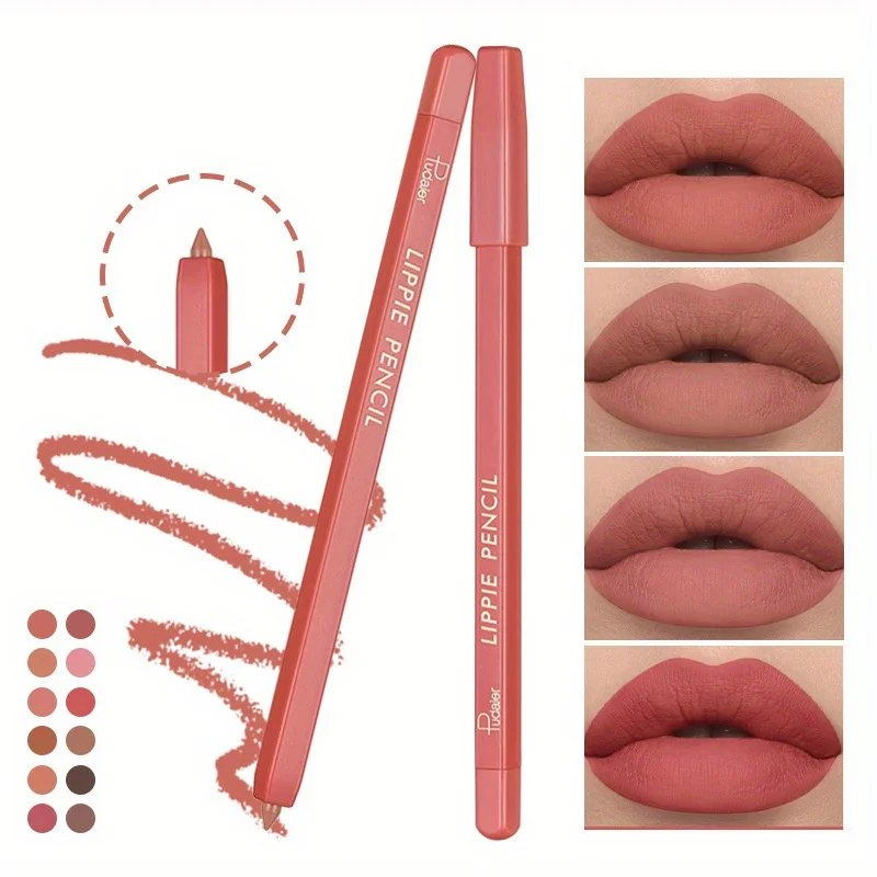 Matte Nude Lip Liner Pencil Set  Non-Smudging Crayon with Sharpener, Mixed Color System for Perfect Lip Contouring 2